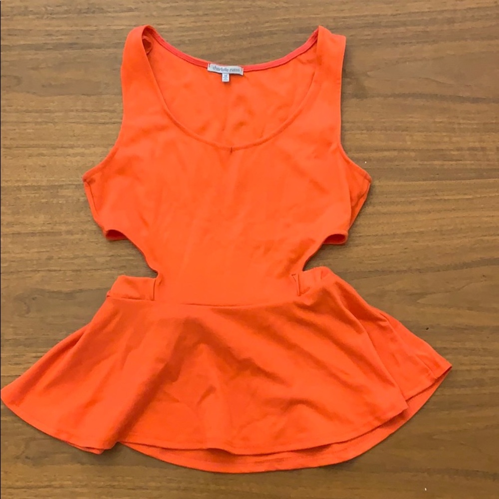 Orange peplum tank